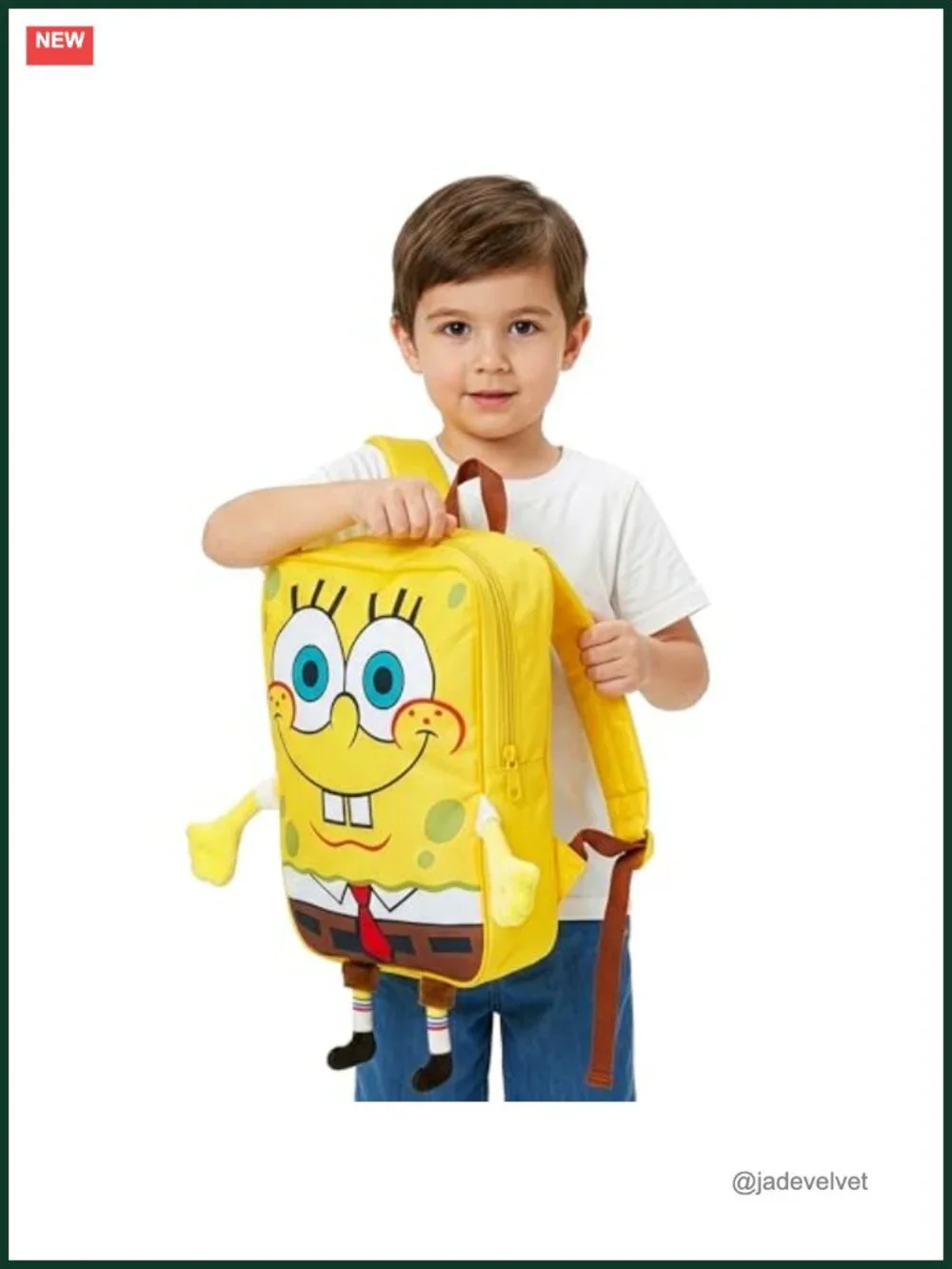 SpongeBob SquarePants Backpack with 3D Arms Legs, Kids School Bag, Polyester,